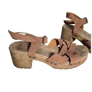 Kork-Ease Platform Sandals Womens 11 Brown Leather Chunky Heel Cork Boho Strappy